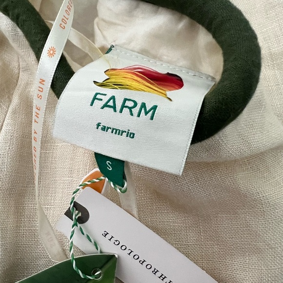 Farm Rio Sand Coconut Mini Halter Dress with Green Palm Design - Picture 9 of 10